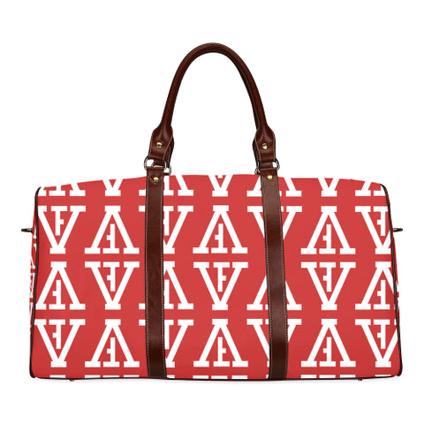 F-FIVE TRAVEL BAG BROWN STRAP RED/WHITE