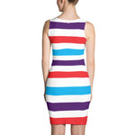 F-FIVE La Reyna Fitted Dress (blu/purp/red stripes)