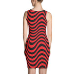 F-FIVE LA Reyna Fitted Dress (Red/Blk Wavy Lines)