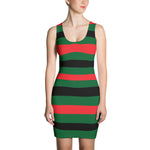 F-FIVE La Reyna Fitted Dress (blk/red/grn stripes)
